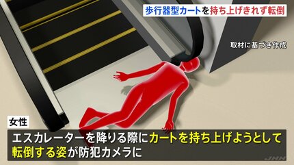 【エスカレーター女性死亡事故】降りぎわに買い物カート持ち上げきれず転倒か　警視庁